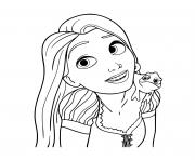 Coloriage sourire de princesse disney raiponce et son camaleon pascal