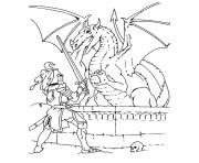 Coloriage chevalier et dragon