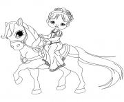 Coloriage de princesse a cheval