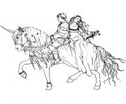 Coloriage cheval et princesse