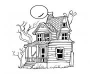 Coloriage halloween maison hantee