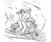 Coloriage peter parker en moto avec sa copine
