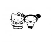 Coloriage hello kitty et pucca