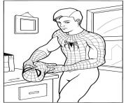 Coloriage Peter Parker en mode Spiderman
