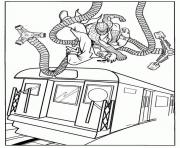 Coloriage Bataille entre Docteur Octopus et Spider-man sur un train