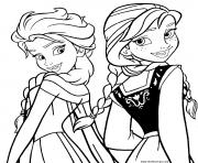 Coloriage Elsa et Anna Reine des neiges