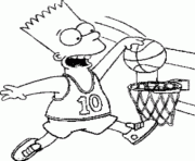 Coloriage bart Simpson joue au basketball