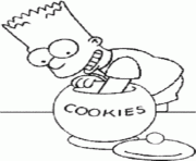 Coloriage Bart mange des cookies