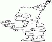 Coloriage Bart mange a une fete