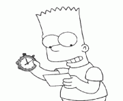 Coloriage Bart avec une montre