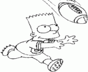 Coloriage Bart joue au football americain