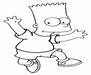 Coloriage Bart saute en l air