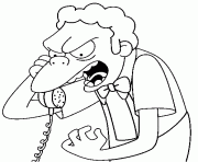 Coloriage dessin simpson Moe s enerve au telephone