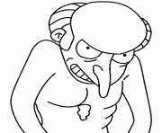 Coloriage dessin simpson Mr Burns sans vetement