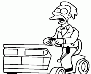 Coloriage dessin simpson Lenny conduit un tracteur