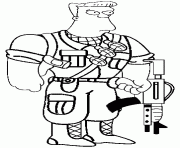 Coloriage dessin simpson Mc Bain en militaire arme