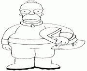 Coloriage Homer avec sa tenue de travailleur
