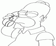 Coloriage Homer Simpson au telephone