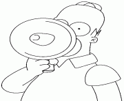 Coloriage Homer Simpson avec un haut parleur
