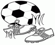 Coloriage ballon de foot et chaussures