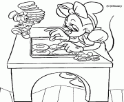 Coloriage dessin de Minnie qui cuisine