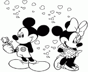 Coloriage st valentin Mickey est amoureux de Minnie