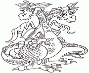 Coloriage dragon a 2 tetes