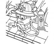 Coloriage dessin minion le pompier