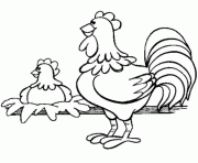 Coloriage paques une poule avec un coq