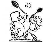 Coloriage enfants jouent au badminton