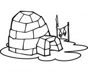 Coloriage igloo poissons seches
