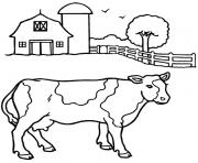 Coloriage vache a la ferme