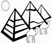 Coloriage trois pyramides et 2 dromadaires
