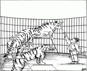 Coloriage cirque tigres dresseur