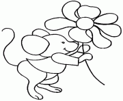 Coloriage la souris porte une fleur