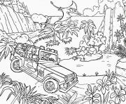 Coloriage jungle jeep car jurassic park