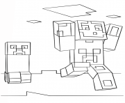 Coloriage minecraft steve and creeper