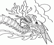 Coloriage dragon crache feu dessin