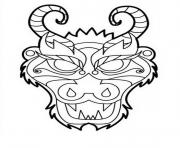 Coloriage dragon masque tete