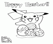 Coloriage pikachu easter