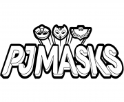 Coloriage Pyjamasques Logo Black and White Clipart