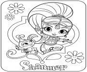 Coloriage Sweet Genie Shimmer and Pet Monkey