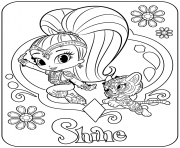 Coloriage Sweet Genie Shine and Pet Tiger