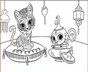 Coloriage shimmer et shine Tiger and Monkey