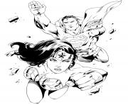 Coloriage wonder woman with superman pour adulte dc comics