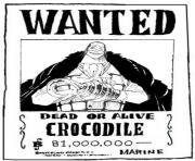 Coloriage one piece wanted crocodile dead or alive