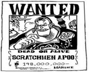 Coloriage one piece wanted scratchmen apoo dead or alive