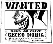 Coloriage one piece wanted gecko moria dead or alive