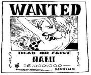 Coloriage one piece wanted nami dead or alive