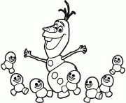 Coloriage Olaf dance avec les snowgies de la reine des neiges